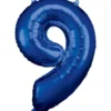 Stor Blå Folie Tal Ballon (88cm.) - 9 Tal
