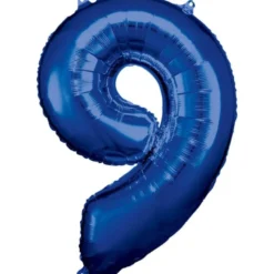 Stor Blå Folie Tal Ballon (88cm.) - 9 Tal