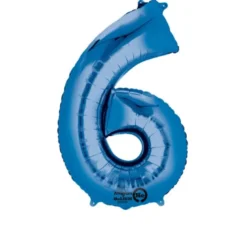 Stor Blå Folie Tal Ballon (88cm.) - 6 Tal