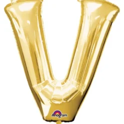Stor Guld Folie Ballon - Bogstav ''V''