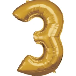 Stor Guld Folie Tal Ballon (88cm.) - 3 Tal