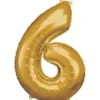 Stor Guld Folie Tal Ballon (88cm.) - 6 Tal