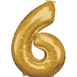 Stor Guld Folie Tal Ballon (88cm.) - 6 Tal