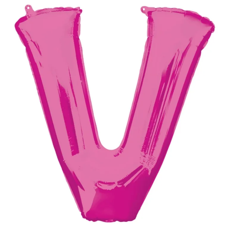 Stor Pink Folie Ballon - Bogstav ''V''