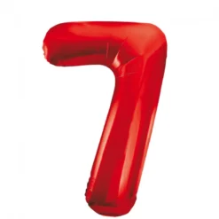 Stor Rød Folie Tal Ballon (88cm.) - 7 Tal