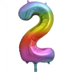 Stor Regnbue Folie Tal Ballon (88cm.) - 2 Tal