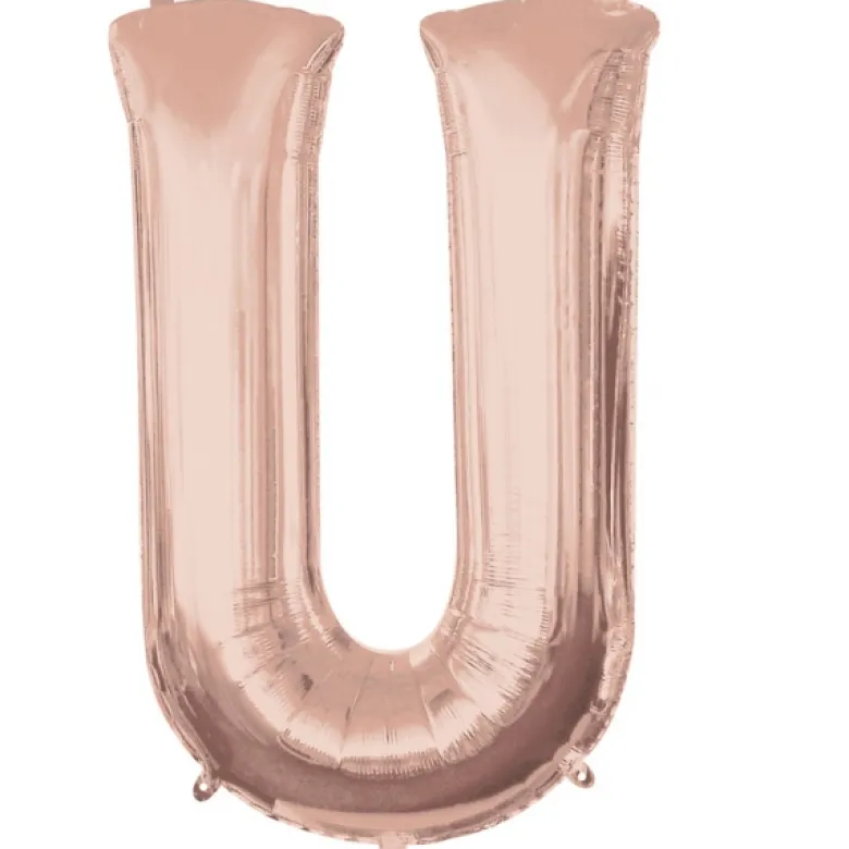 Stor Rosegold Folie Ballon - Bogstav ''U''