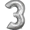 Stor Sølv Folie Tal Ballon (88cm.) - 3 Tal