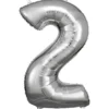Stor Sølv Folie Tal Ballon (88cm.) - 2 Tal
