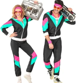 80's Tracksuit - Sort m/Turkis & Pink