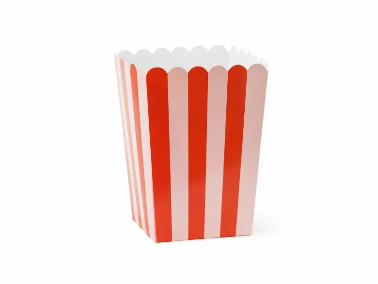 Stribet Popcorn Bægre, Lyserød/Rød