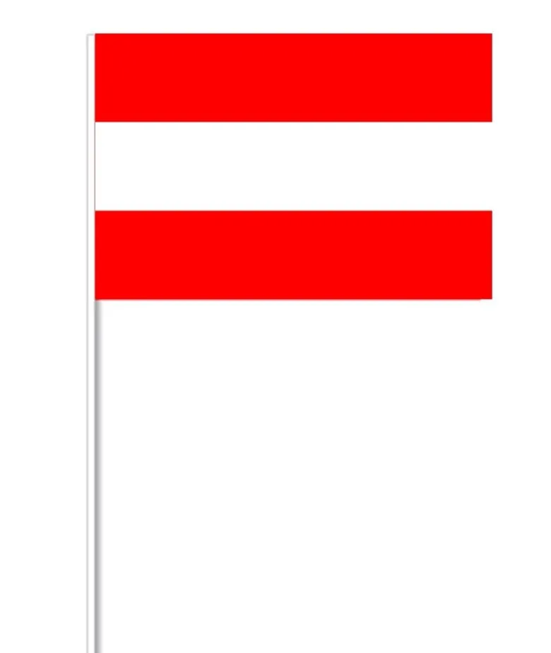 Østrigsk Papirflag på Pind, 27 x 20 cm