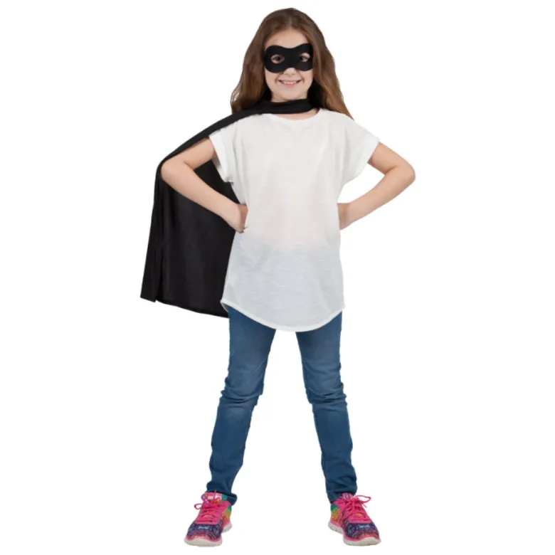 Superhelt Kappe og Maske - Sort