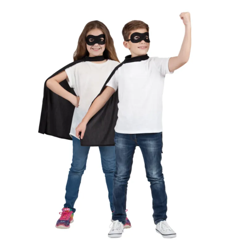 Superhelt Kappe og Maske - Sort