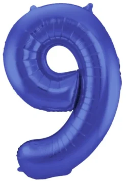 Tal Shape Folieballon "Mat Blå" 86 cm - 9 Tal