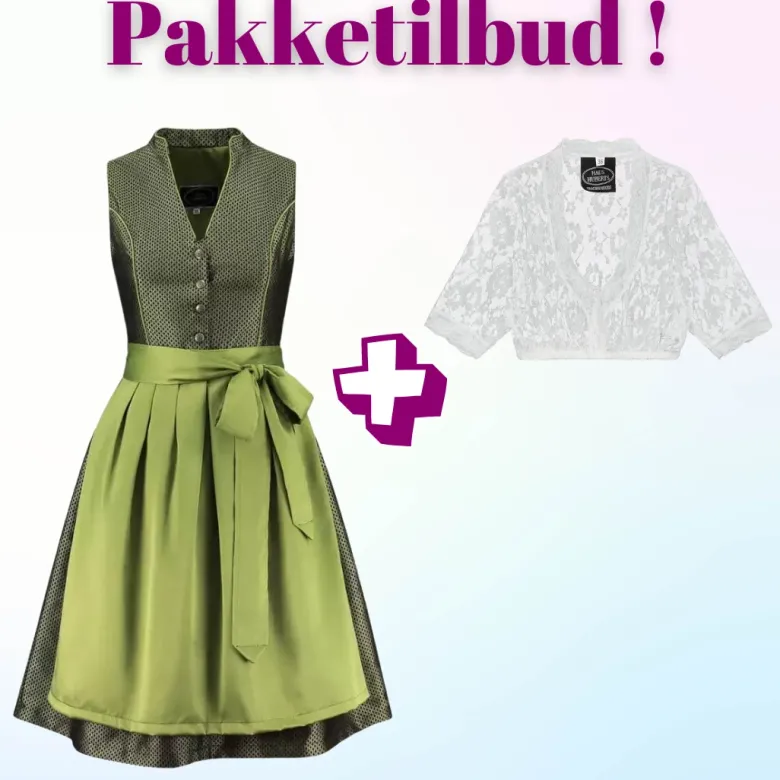 Tilbudspakke! Luksus Autentisk Tyrolerkjole med blondebluse