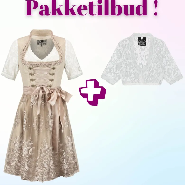 Tilbudspakke! Luksus Autentisk Tyrolerkjole med blondebluse