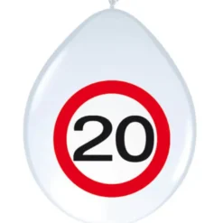 Trafikskilt 20 Års Fødselsdags Balloner (30cm.)