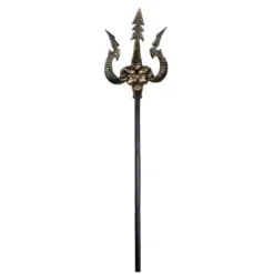Trefork m/Stort Guld Dæmon Hoved, 117 cm