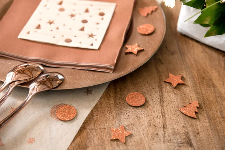 Træ Konfetti m/Rosegold Glitter, 12 stk.