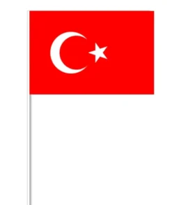 Tyrkisk Papirflag på Pind, 27 x 20 cm