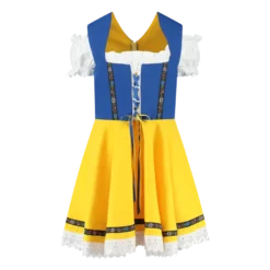Tyrolerkjole Blå & Gul - Dirndl I Bomuldsmix