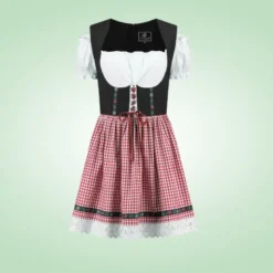 Tyrolerkjole m/Røde Tern, Dirndl i Bomuldsmix