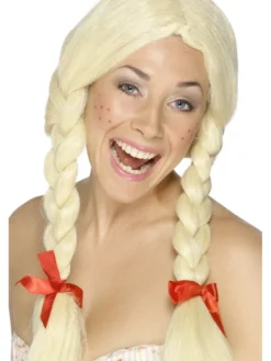 Tyroler paryk: Skolepige fletninger blond