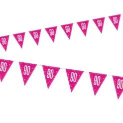 Vimpelguirlande - Pink Glitz Fødselsdag, 90 År