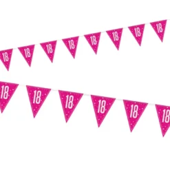 Vimpelguirlande - Pink Glitz Fødselsdag, 18 År