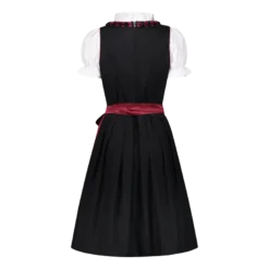 Vinrød Dirndl m/ Løs Skjorte i 100% Bomuld (3 dele)