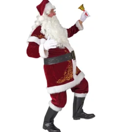 Vinrødt Julemandskostume med Broderinger
