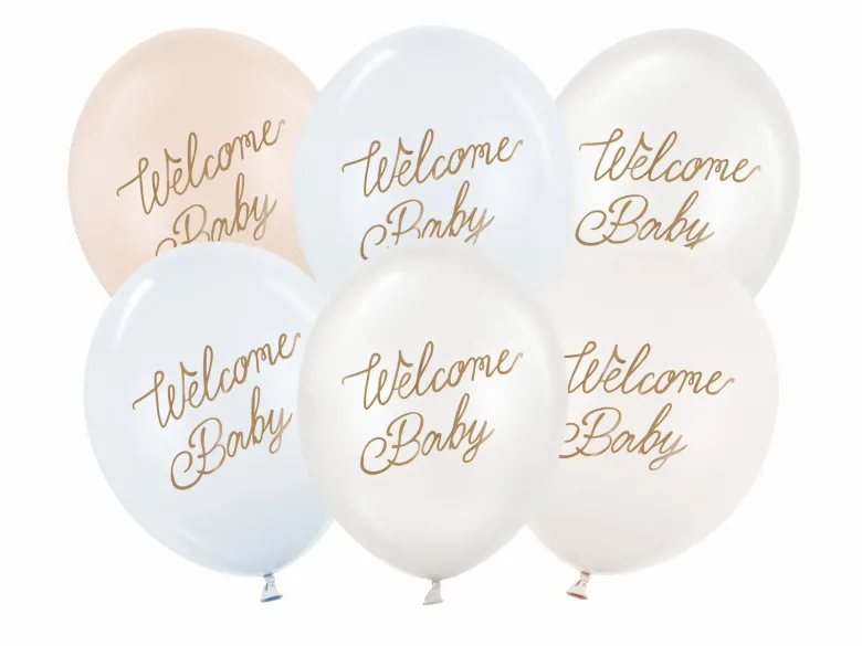 Welcome Baby Balloner Blåt mix, 6 stk.